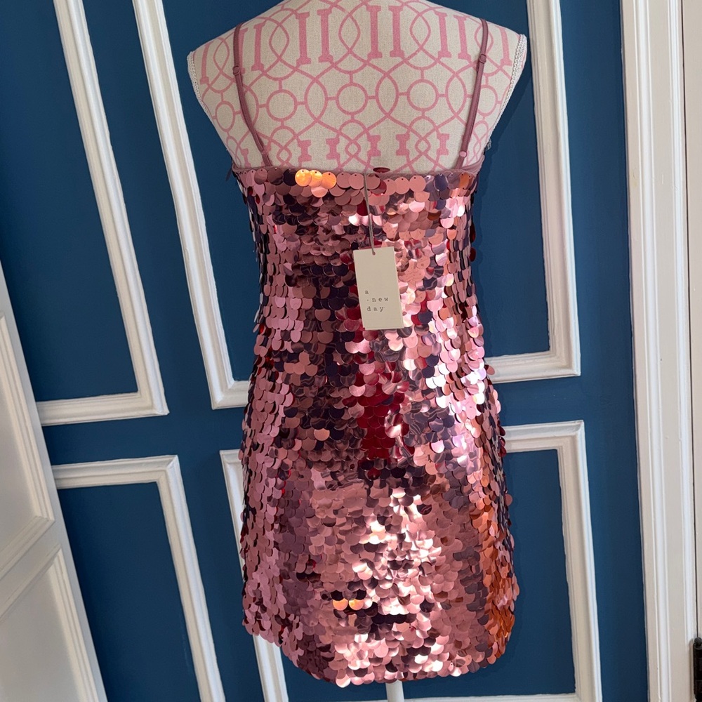 NWT Target A New Day Pink Sequin Paillete Party Mini Dress - Size XS - Picture 3 of 9